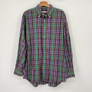 Peter Millar Plaid Button Up Purple,‎ Green, Red, Black Size Large O12